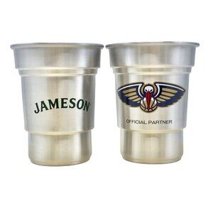Jameson Irish Whiskey New Orleans Pelicans Basketball Aluminum 2 x Cup Set NEW!